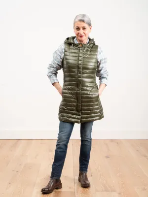 fitted vest w/ hood - olive