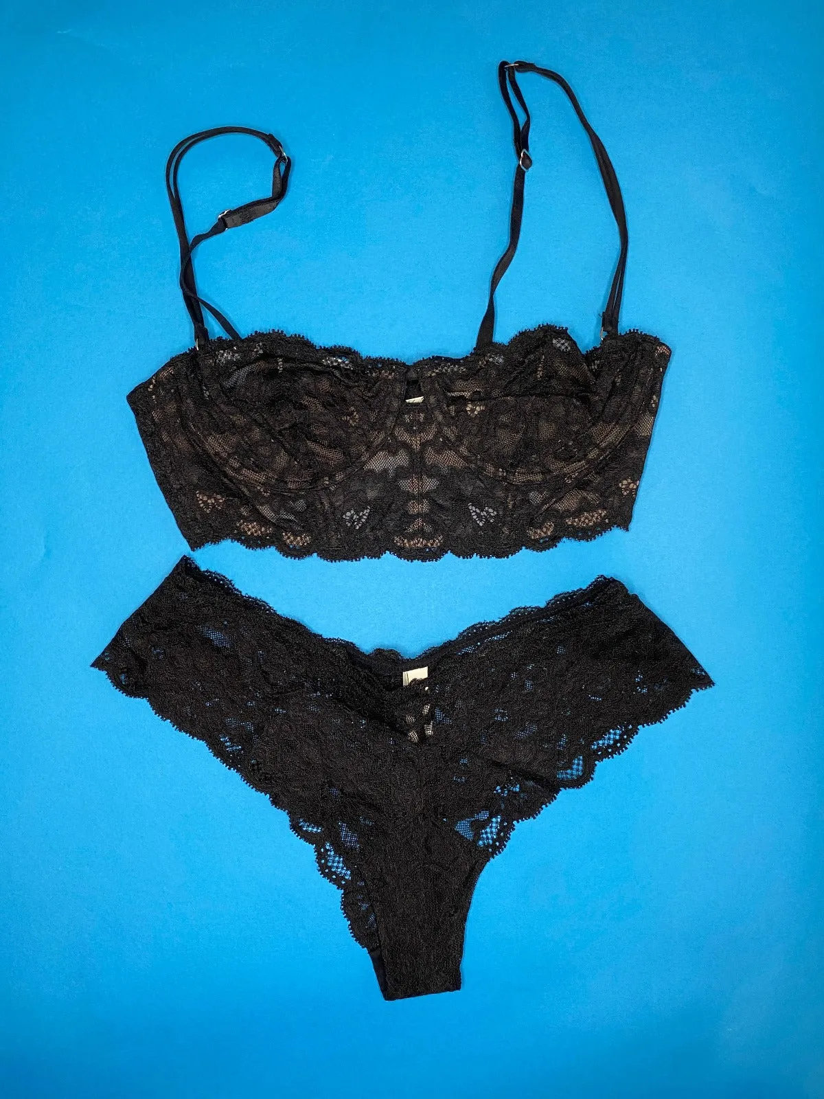Fleur du Mal: Charlotte Lace Longline Balconette Bra - Black