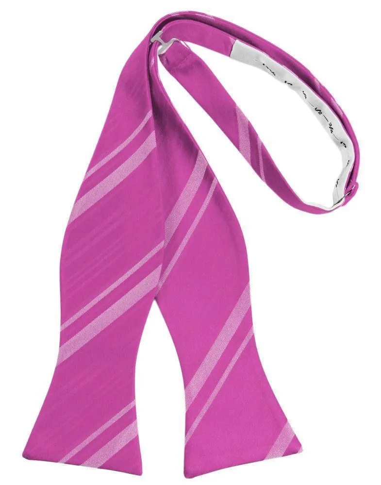 Fuchsia Striped Satin Bow Tie