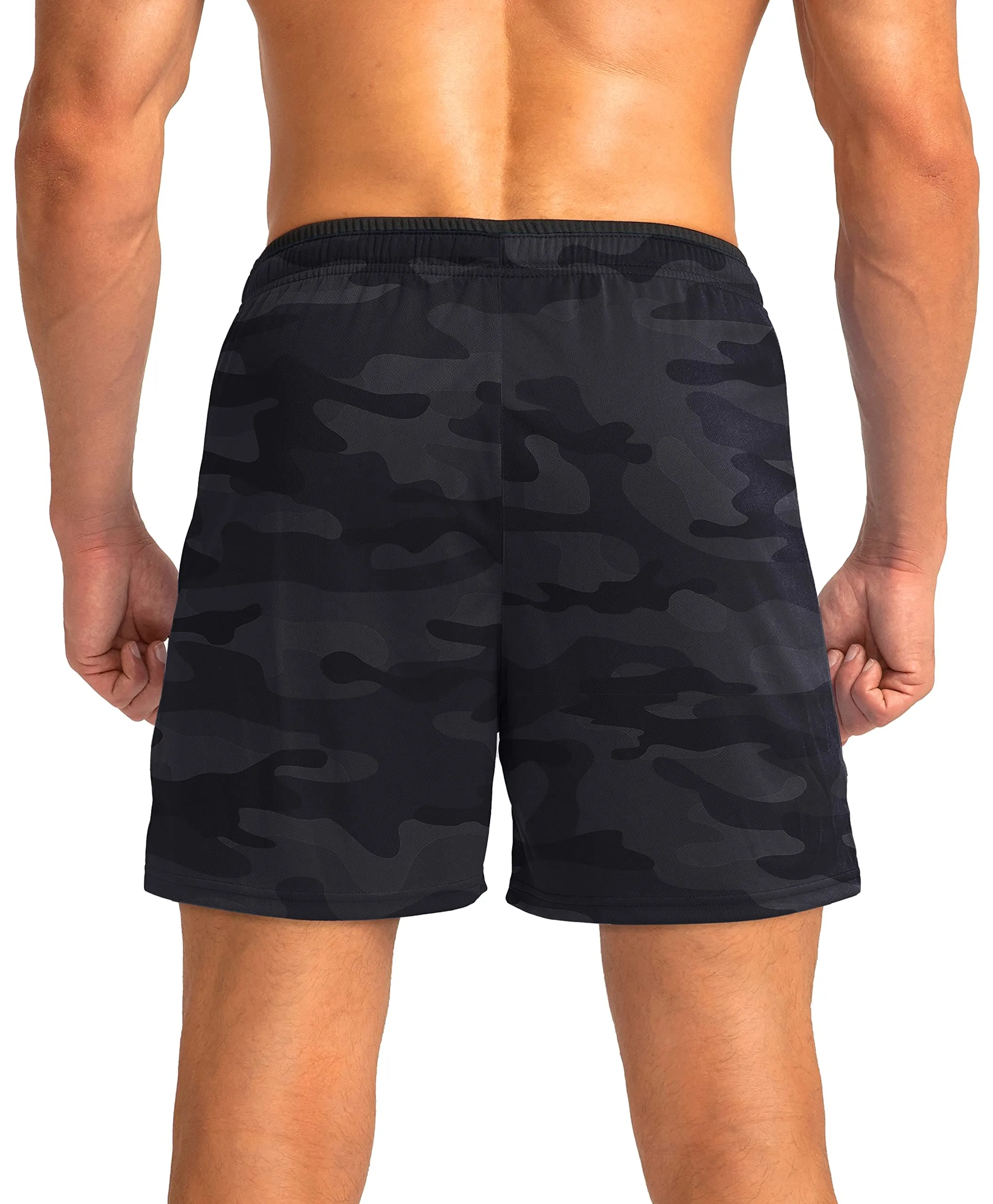 G Gradual Men's Running Shorts with Zipper Pockets Quick Dry Gym Athletic Workout 5" Shorts for Men (Grey camo)
