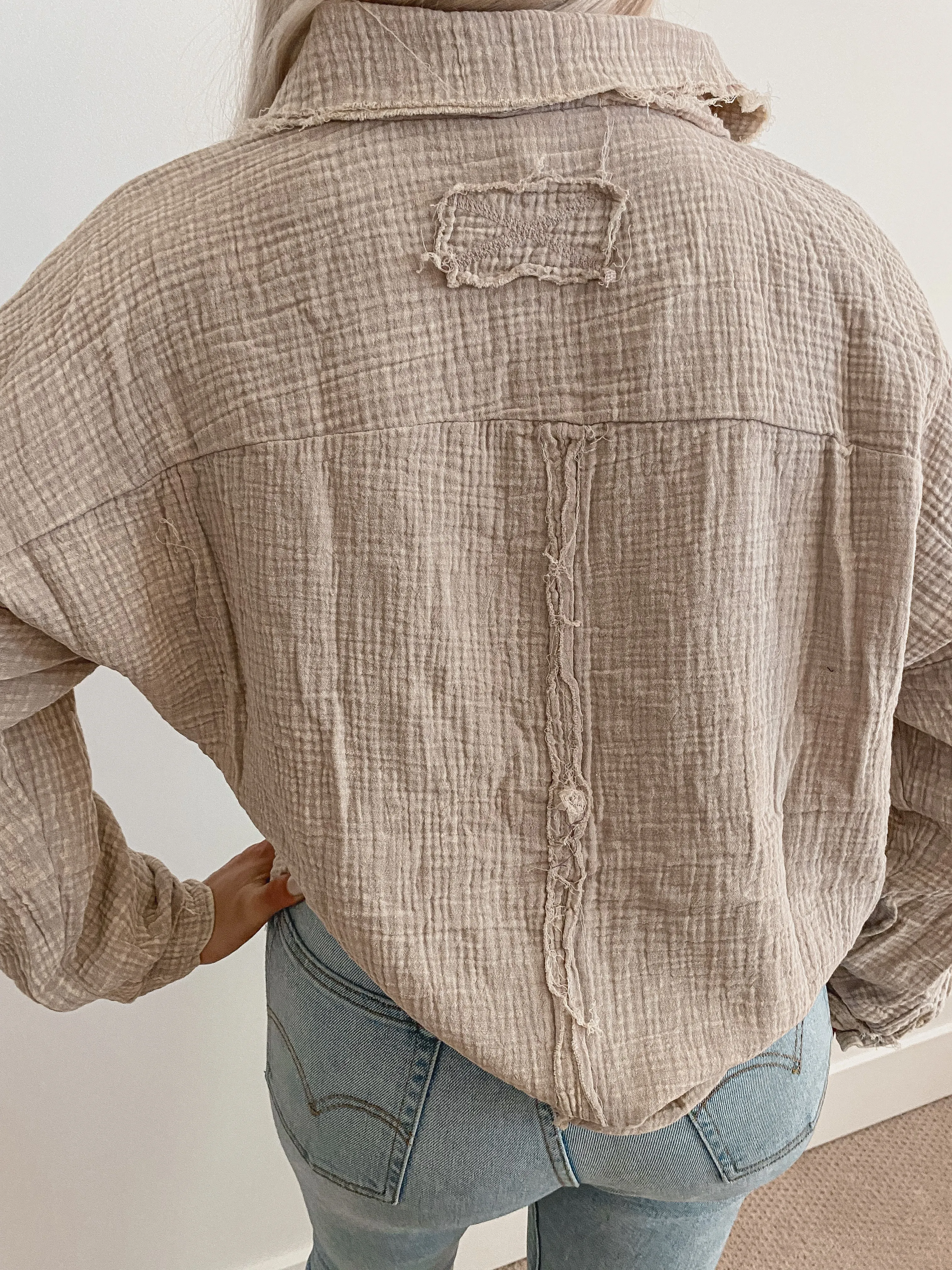 Gauze Button Down Shacket
