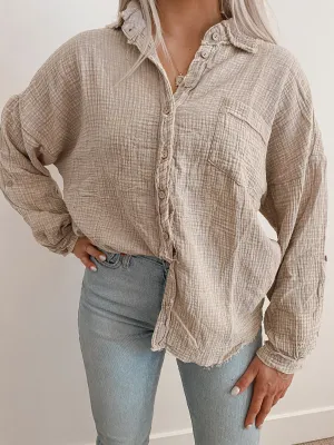 Gauze Button Down Shacket