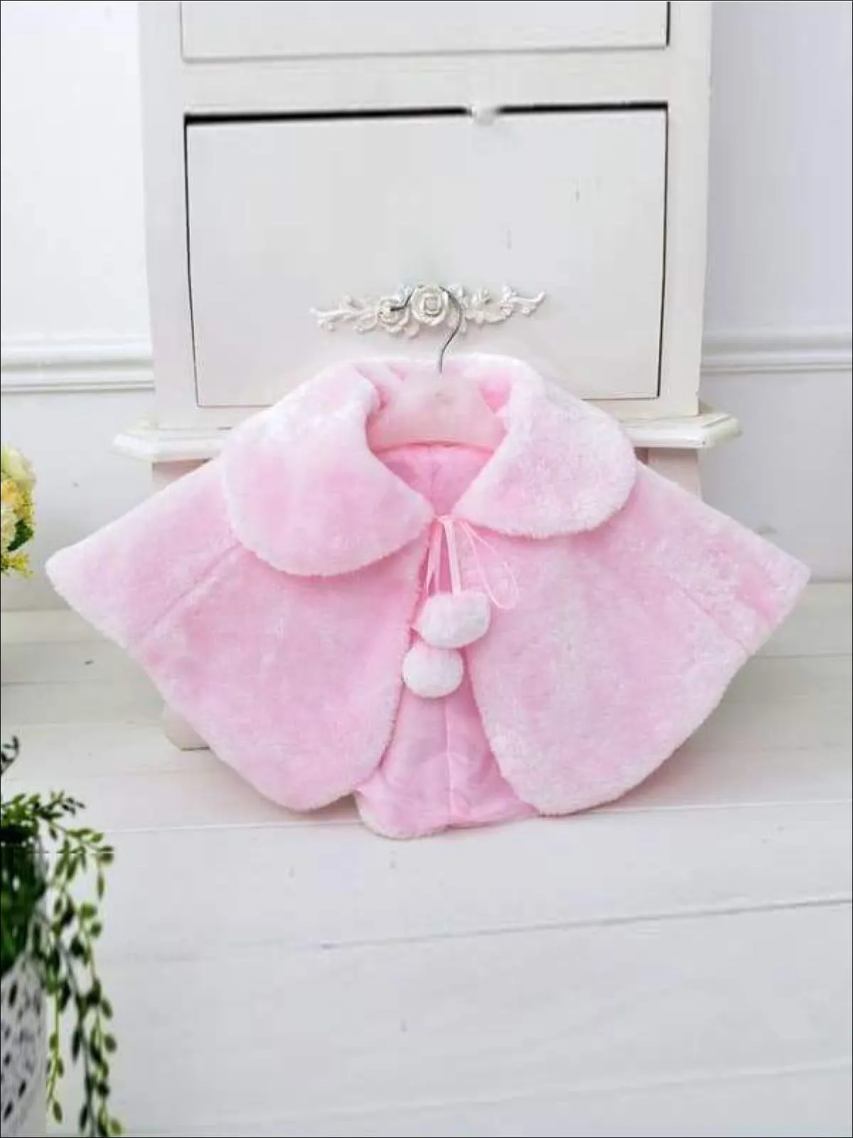Girls Pom Pom Furry Bolero