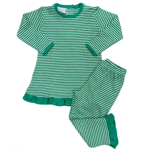 Green (8701) Stripe Ruffle PJs