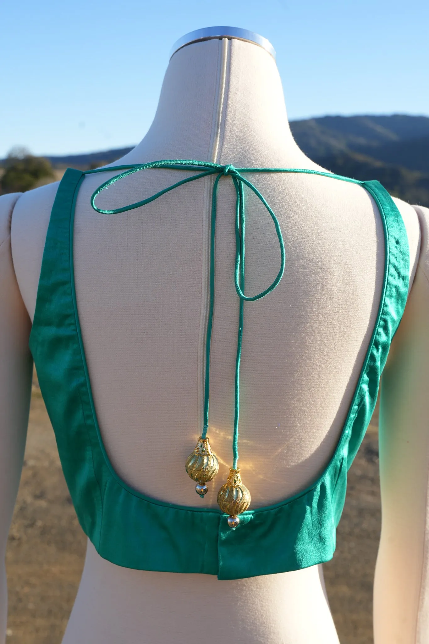 Green Satin Couture Blouse