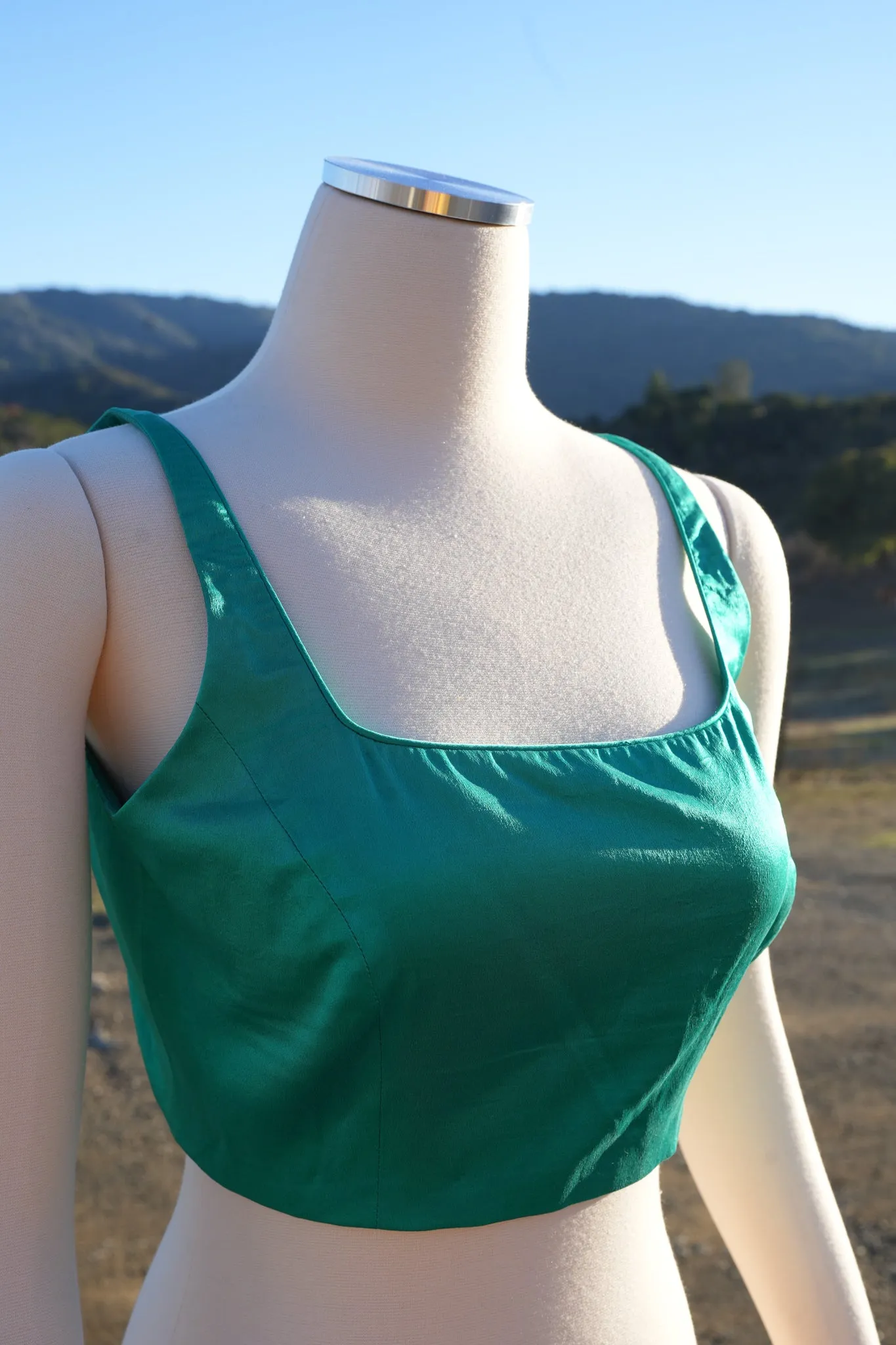 Green Satin Couture Blouse