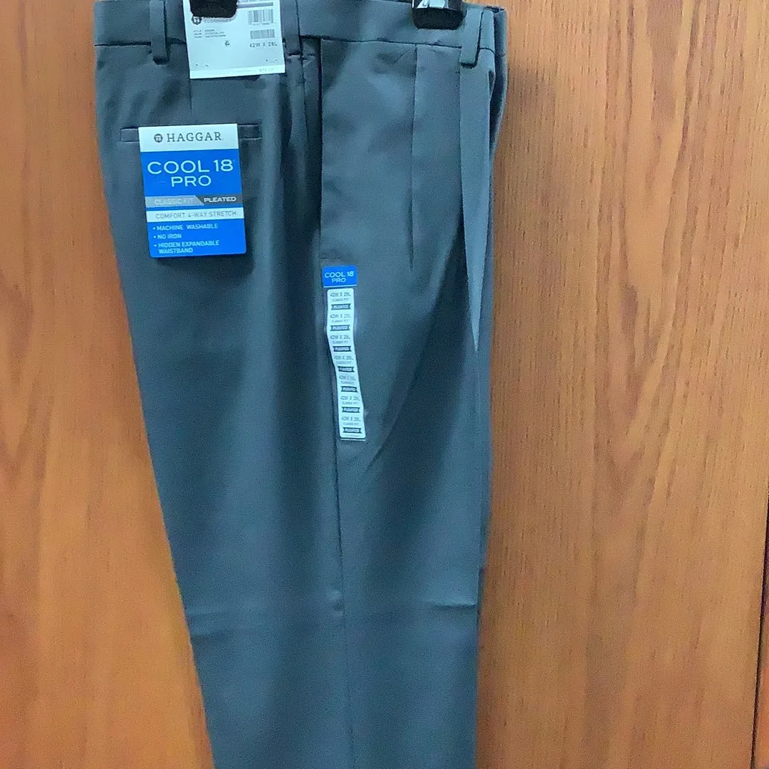 Haggar Grey Pleated Dress Slack