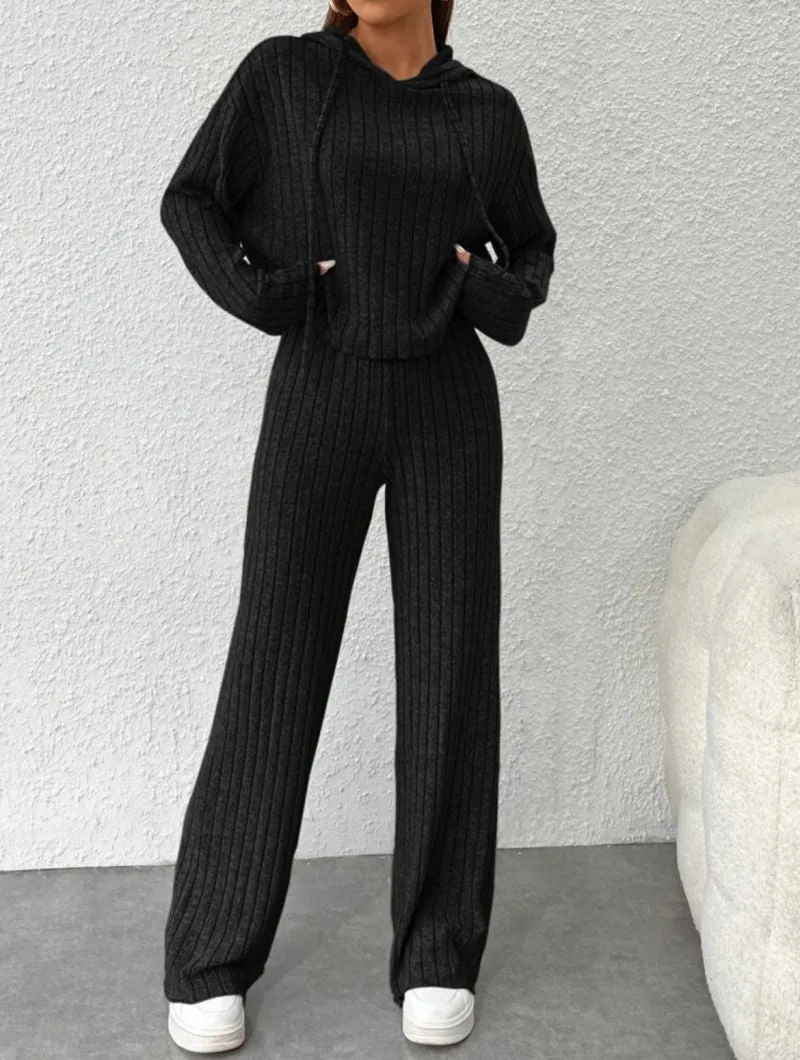 Hazel/ Relaxed Knit Hoodie Set