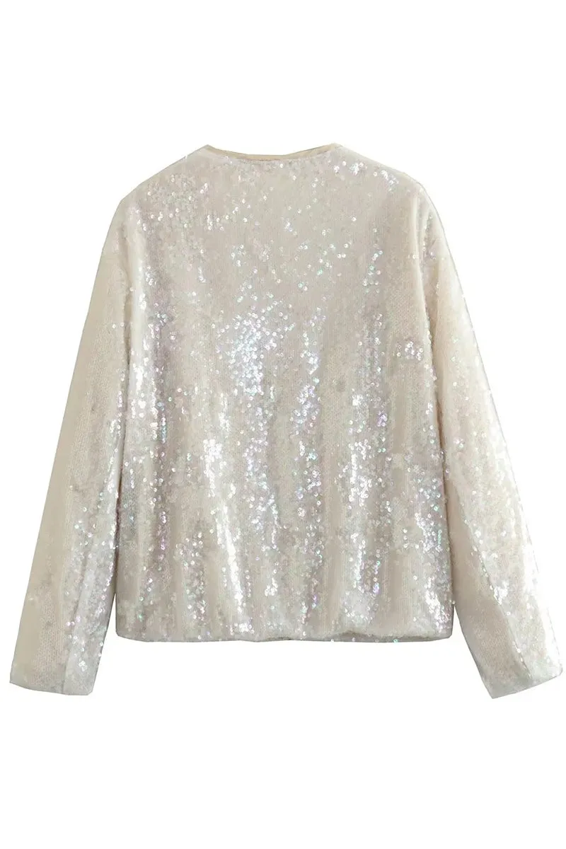 HCR1054 Sequin Bomber Coat Outerwear