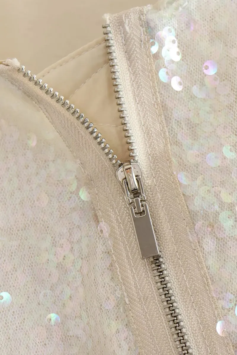 HCR1054 Sequin Bomber Coat Outerwear