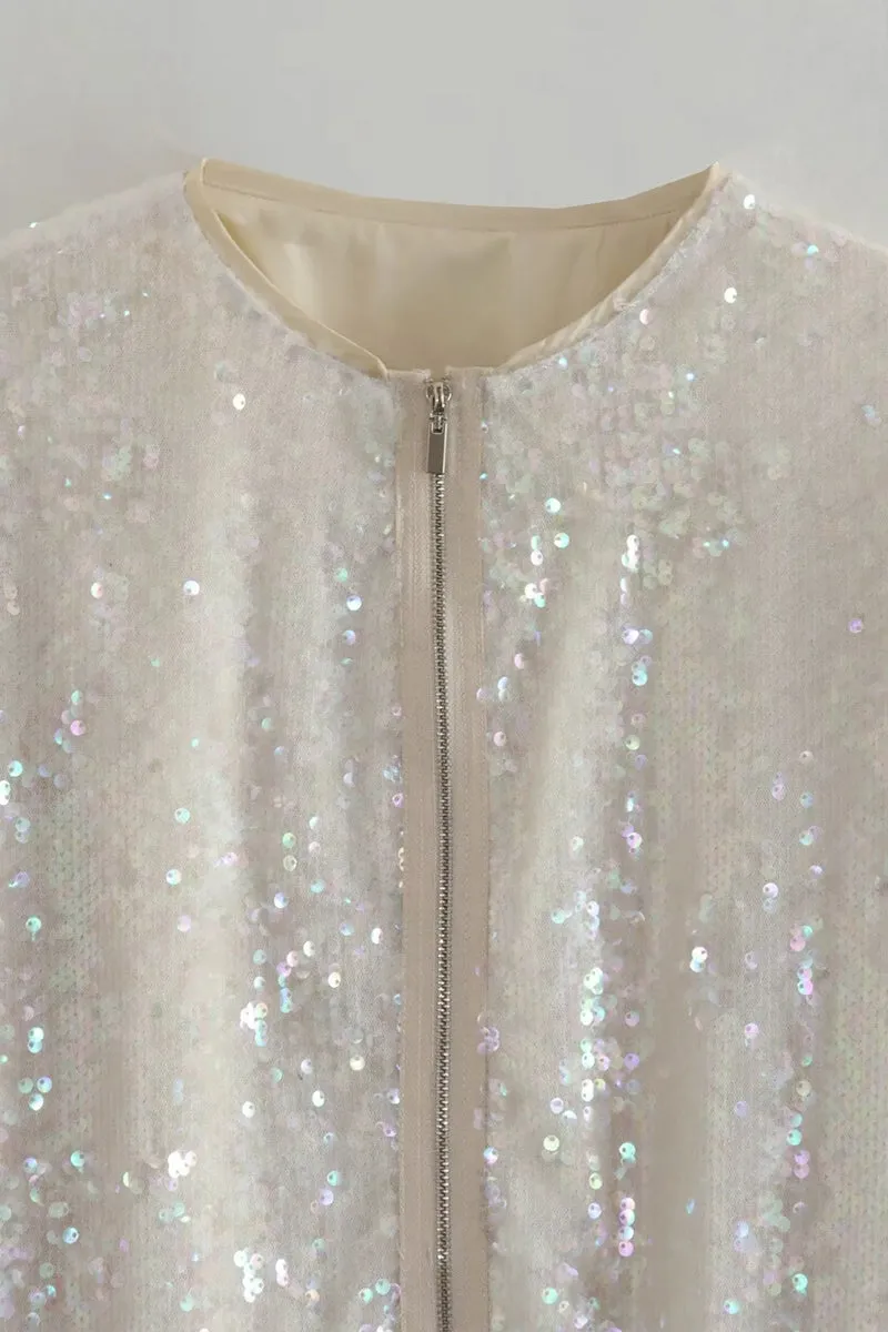 HCR1054 Sequin Bomber Coat Outerwear