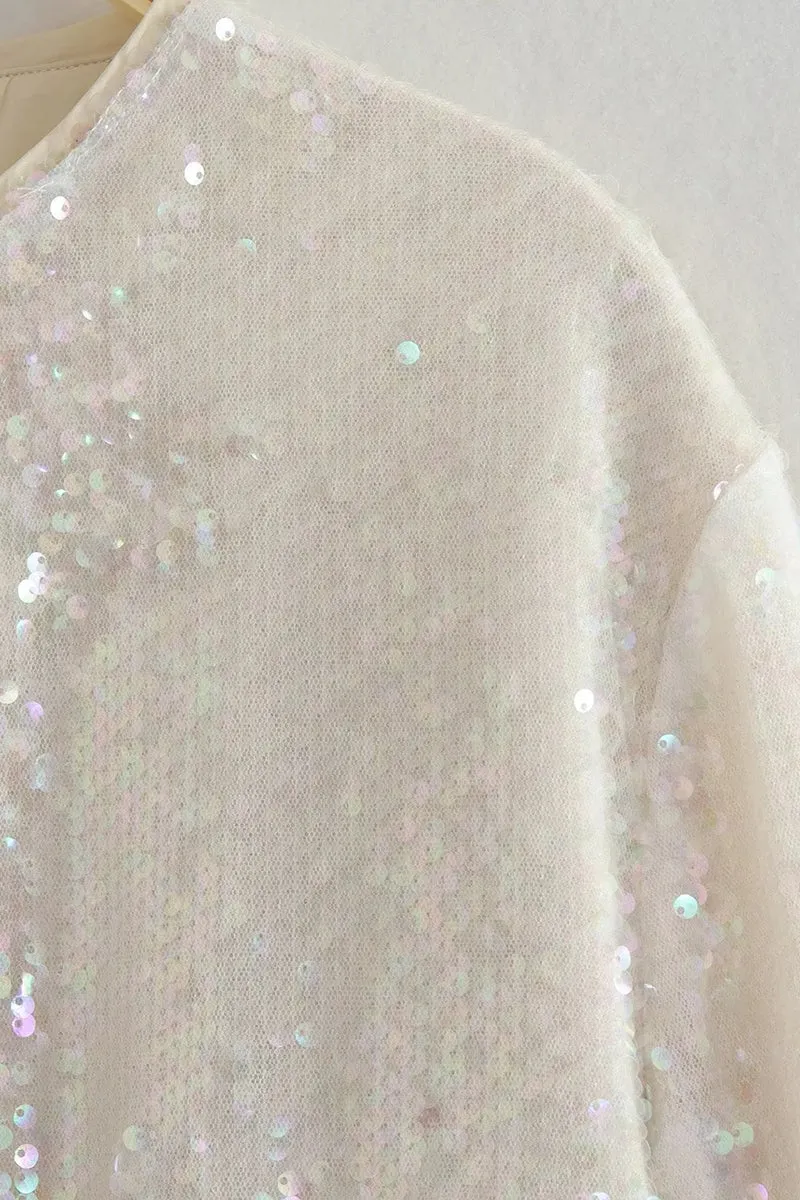 HCR1054 Sequin Bomber Coat Outerwear