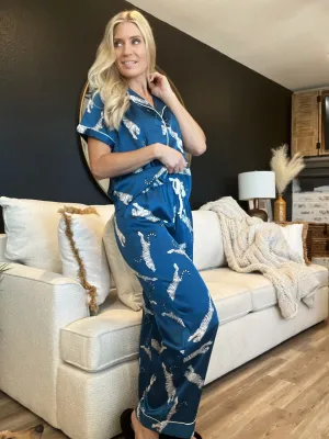 Hello Mello Satin Beauty Pajama Pants-Sleep Easy Tiger