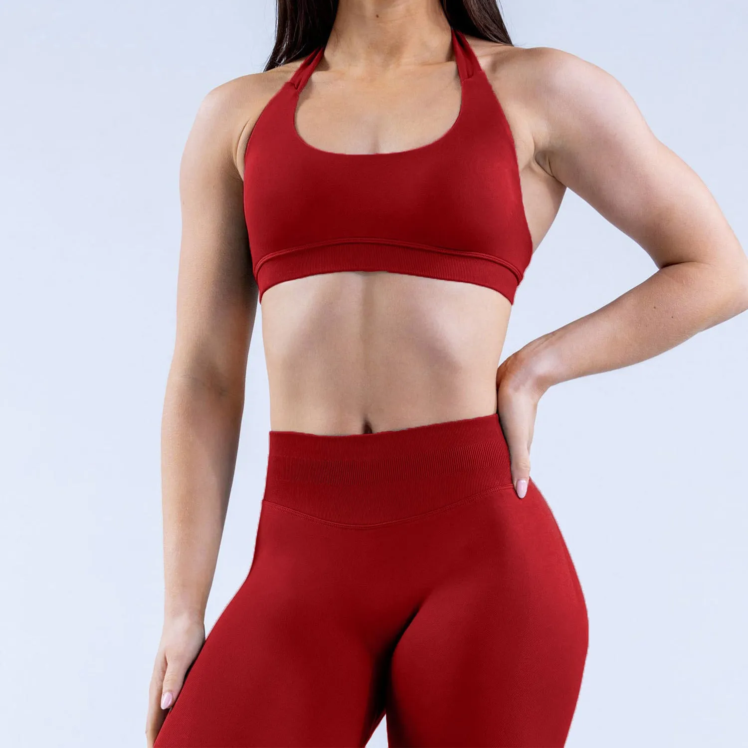 High Elastic Ultra-fine Matte Nylon Halter Beauty Back Seamless Sports Bra trendy