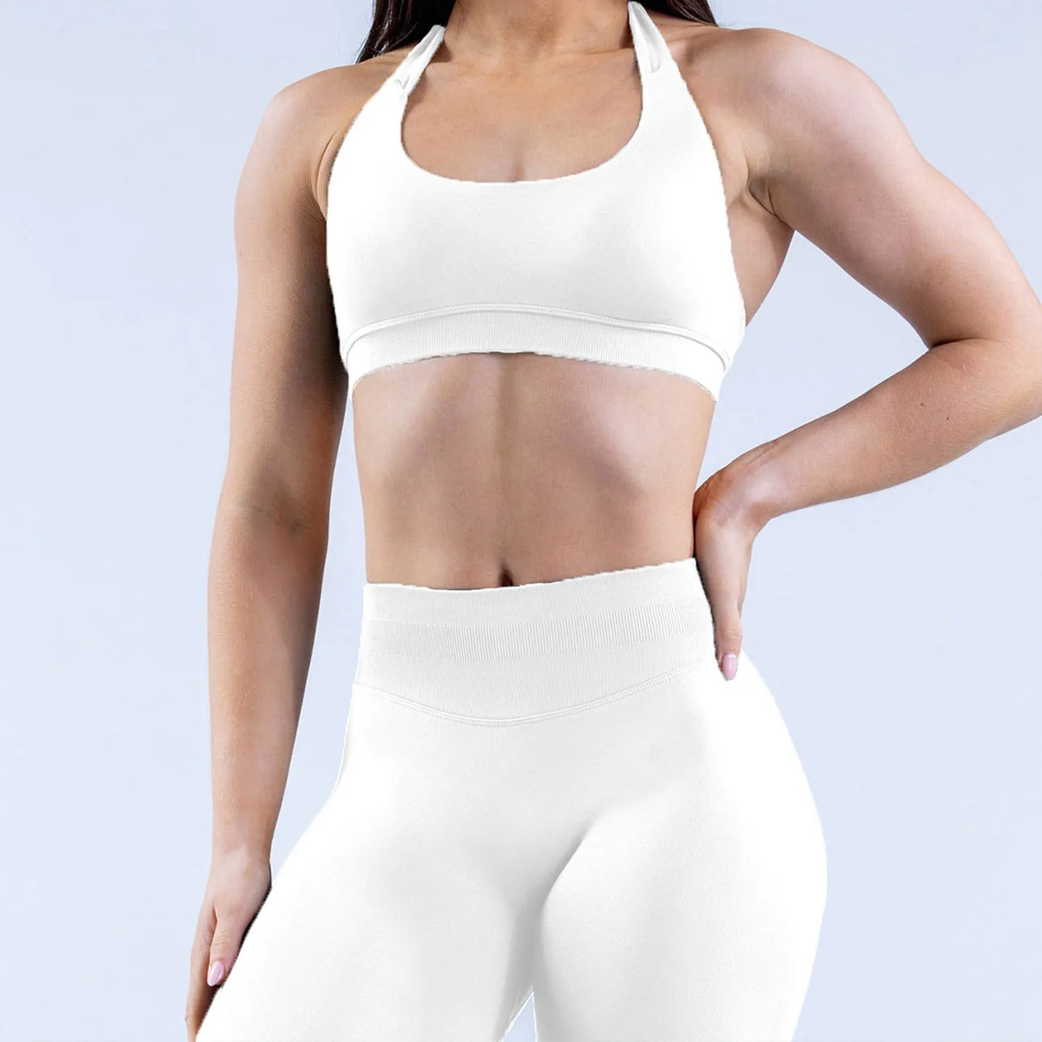High Elastic Ultra-fine Matte Nylon Halter Beauty Back Seamless Sports Bra trendy