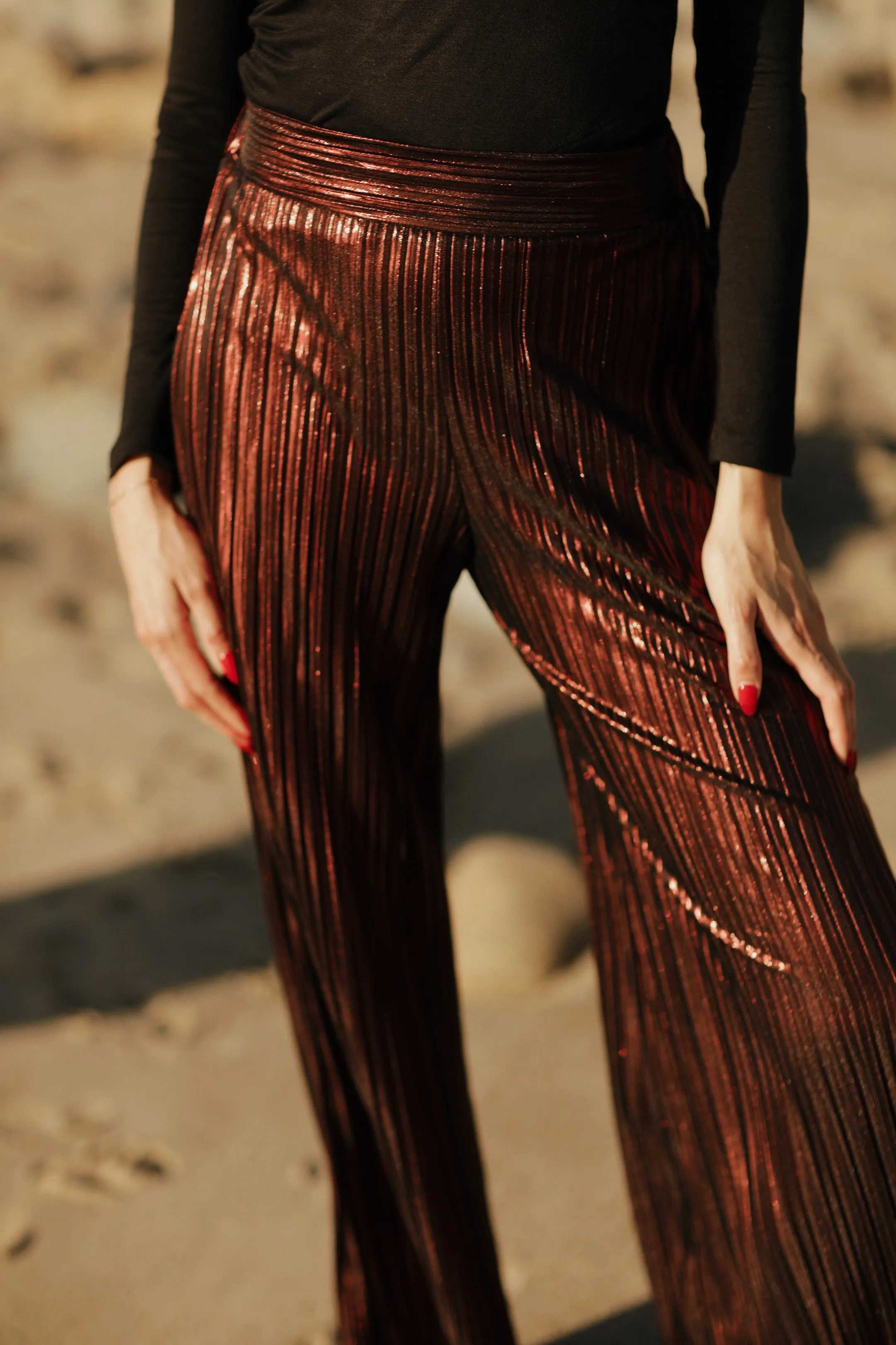 High Waist Metallic Pant