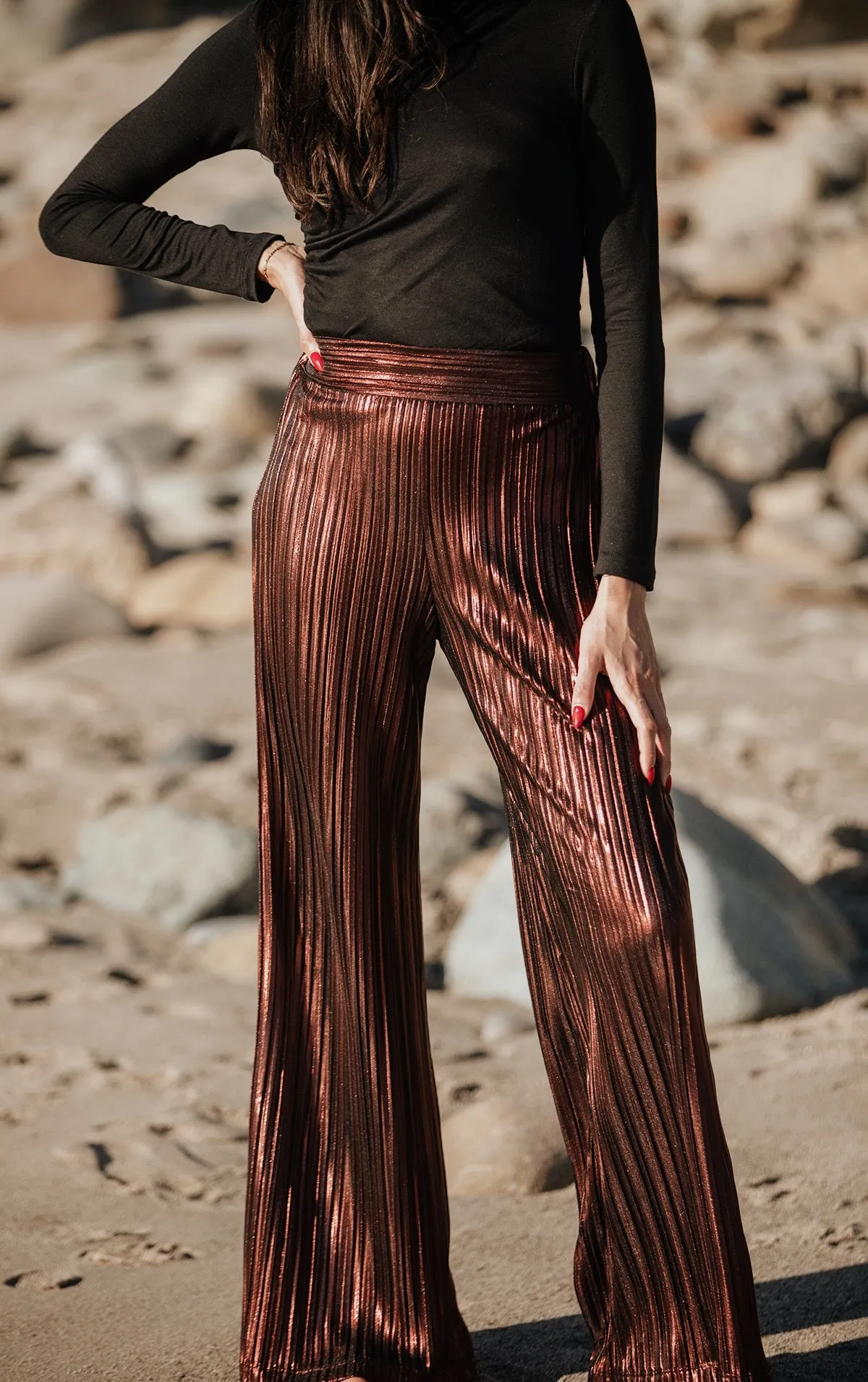 High Waist Metallic Pant