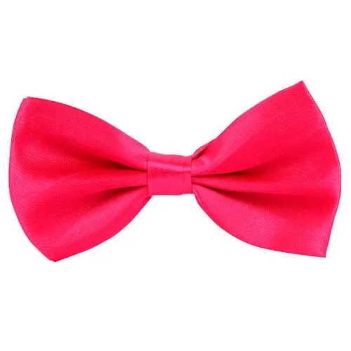 Hot Pink Satin Pre-Tied Bow Tie