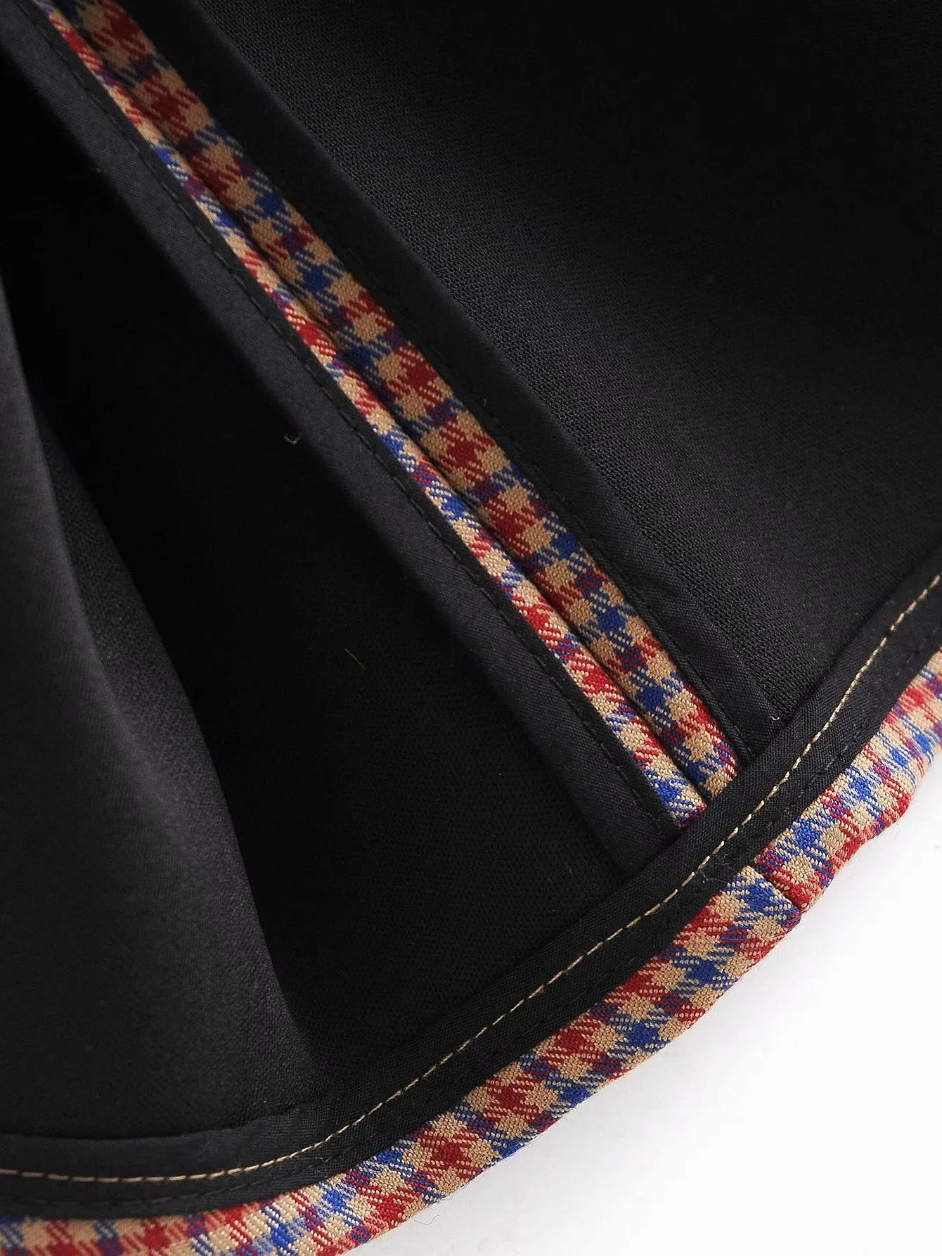 Houndstooth Single-breasted Pocket Lapel Plaid Overcoat Outerwear