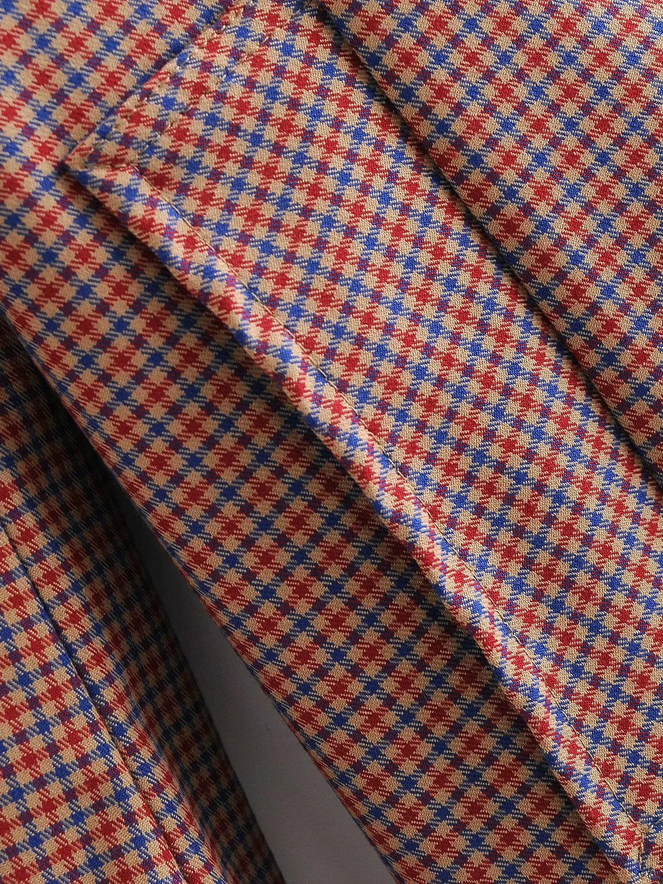 Houndstooth Single-breasted Pocket Lapel Plaid Overcoat Outerwear