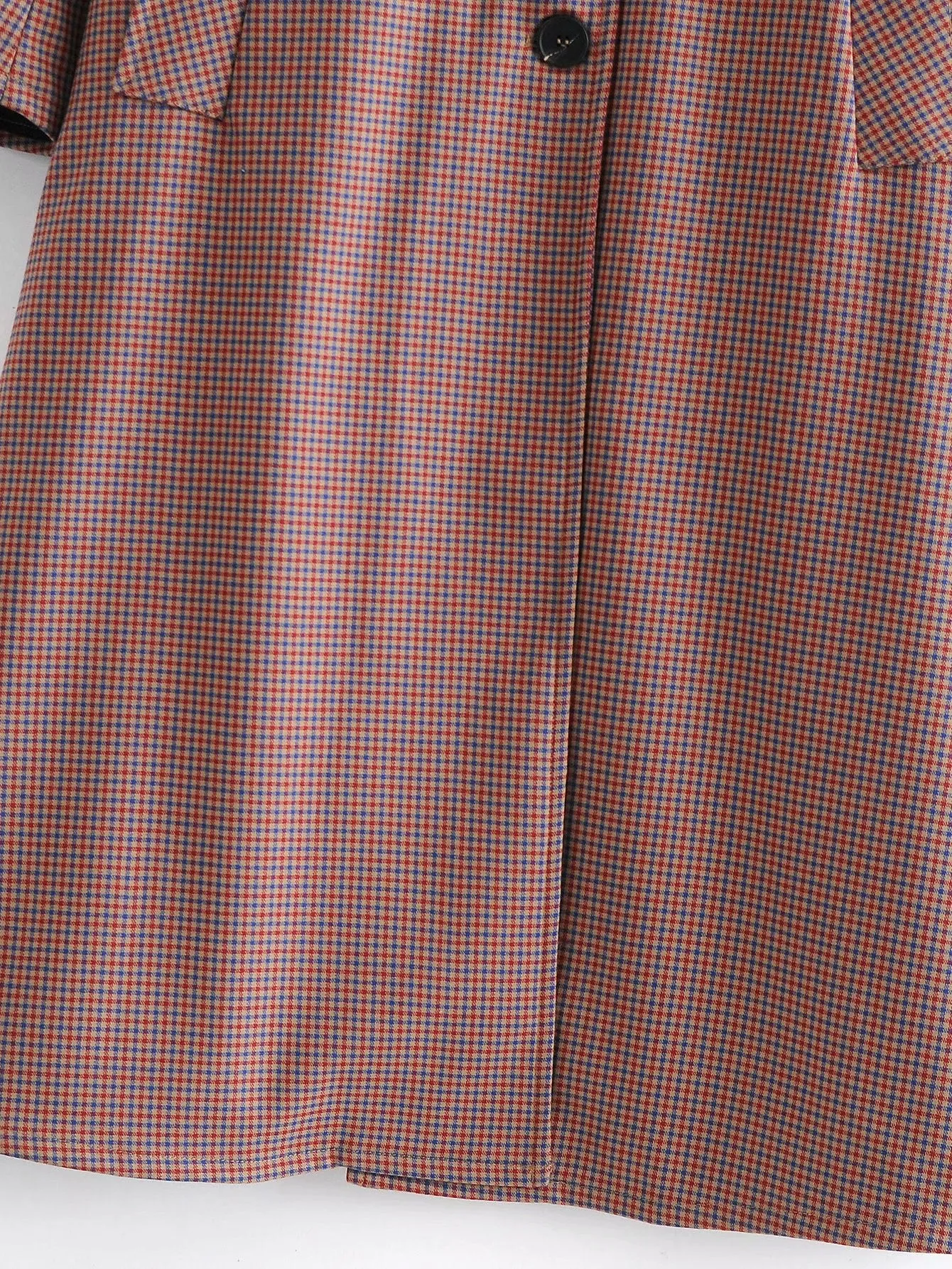 Houndstooth Single-breasted Pocket Lapel Plaid Overcoat Outerwear
