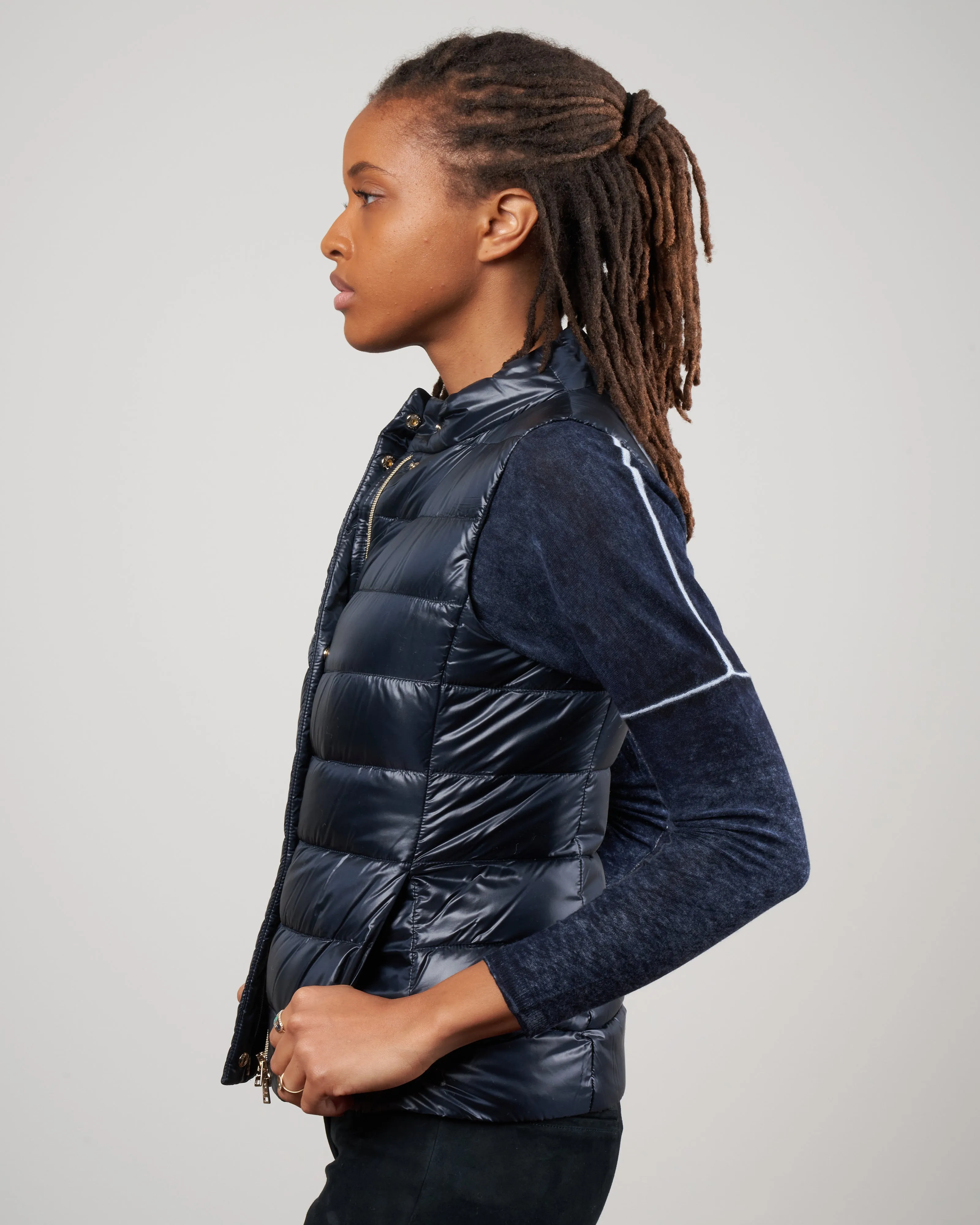 iconico nylon ultralight short vest - navy 9200