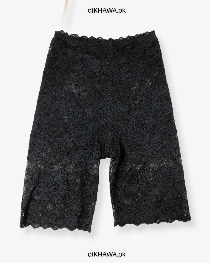 Imported Stocklot Branded Mid Waist Boyleg Panty In Net Panty Stretchable Net Lace Panty 2021