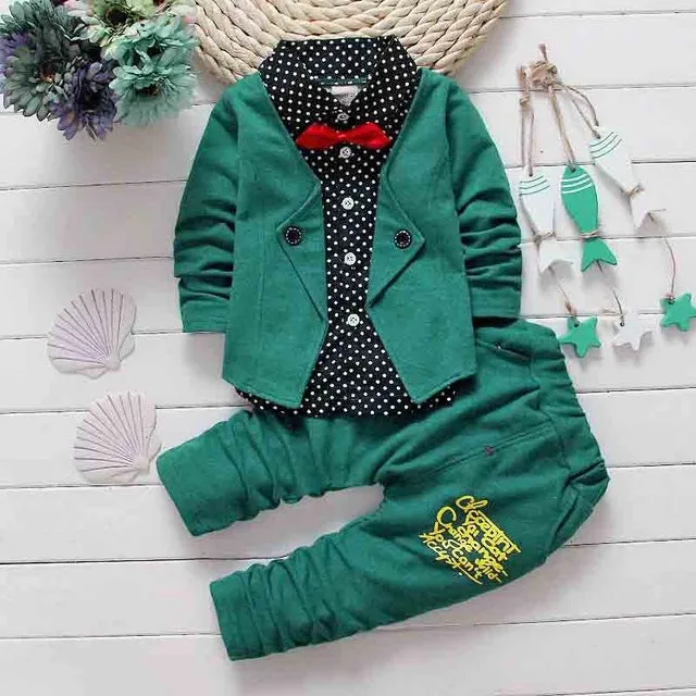 Infant Formal uniform suit 2017 Baby Boys Wedding Clothing Sets Newborn children Bow tie jacket   pants toddler clothes
