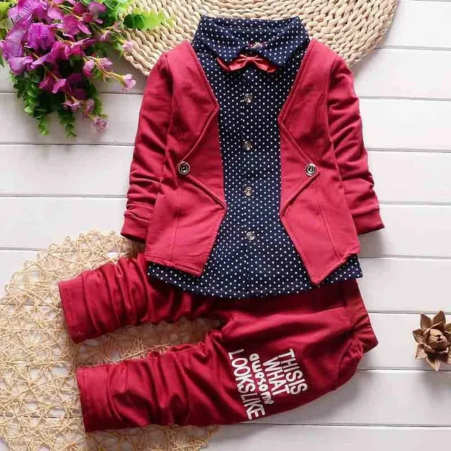 Infant Formal uniform suit 2017 Baby Boys Wedding Clothing Sets Newborn children Bow tie jacket   pants toddler clothes