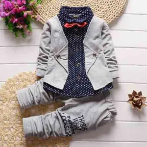 Infant Formal uniform suit 2017 Baby Boys Wedding Clothing Sets Newborn children Bow tie jacket   pants toddler clothes