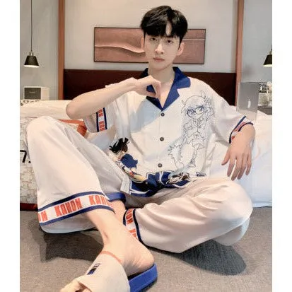 INSTOCK-New Men's Pajamas  Long Sleeve Ice Silk