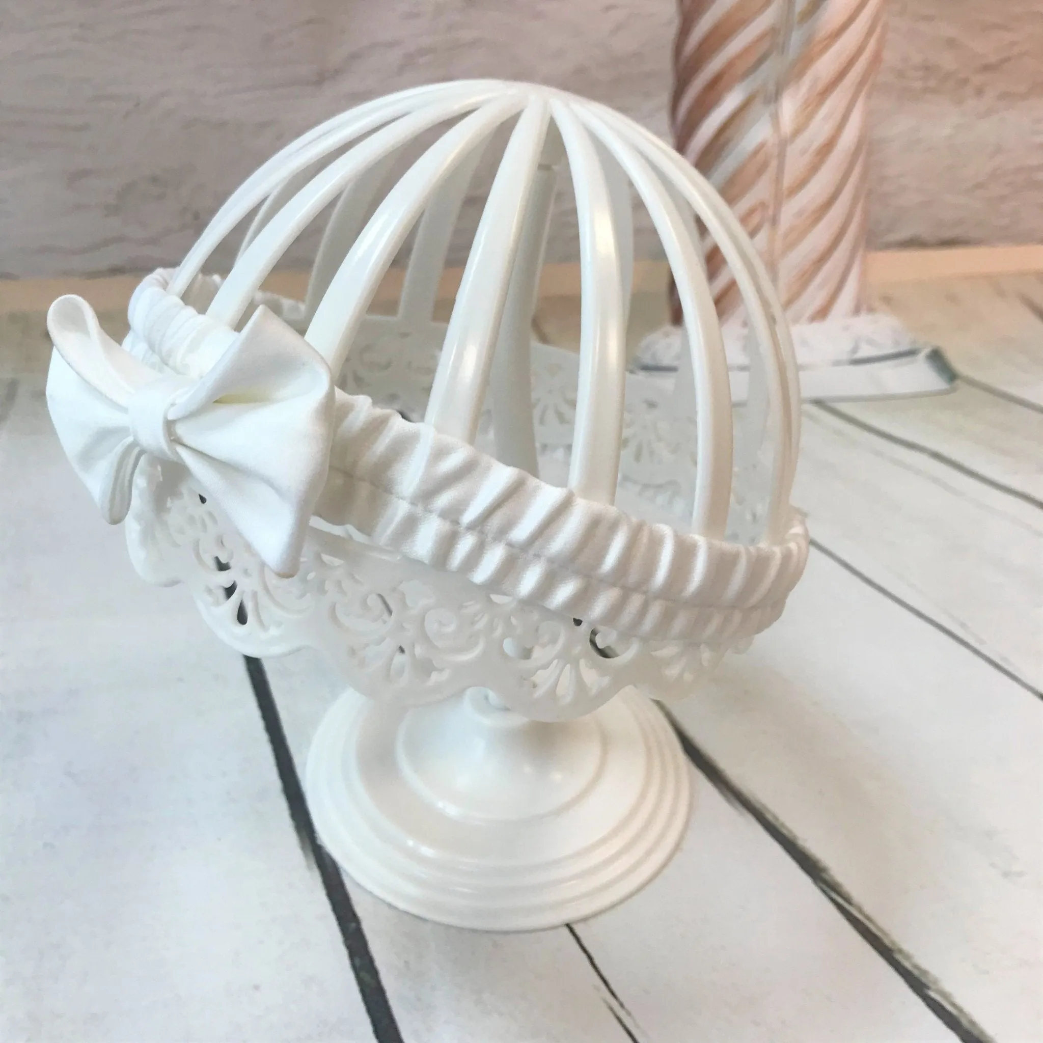 Ivory or White Christening Dress with Pearls and Headband