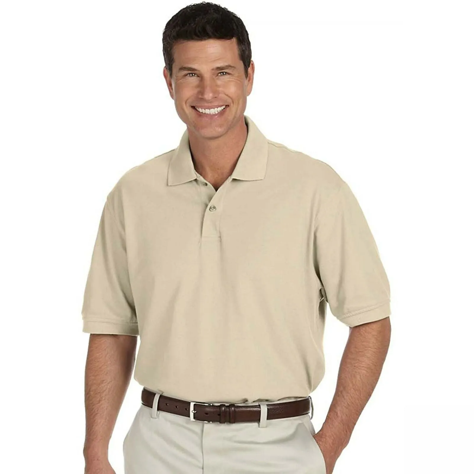 Izod Men's 2-Button Sport Polo Shirt. 13Z0012 Stone Dust XL