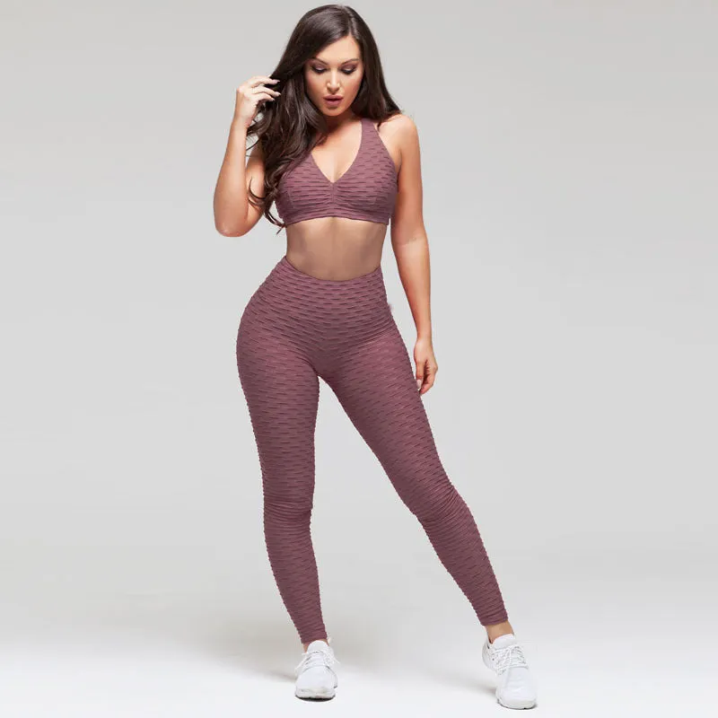 Jacquard Yoga Fitness Pants Set trendy