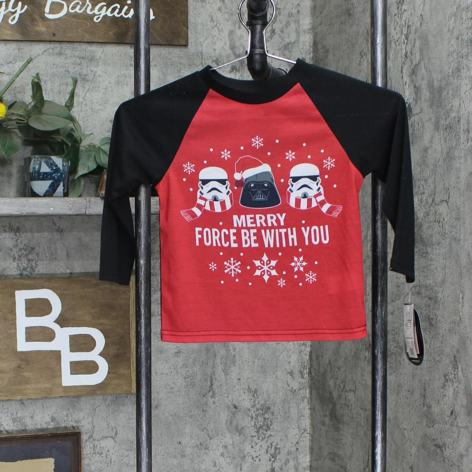 Jammies For Your Families Boys 4-12 Star Wars Pajama Sleep Shirt Black / Red 4