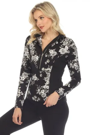 Johnny Was Dreamer Blocked Athletic Mock Neck Pullover Top Boho Chic R47623A9