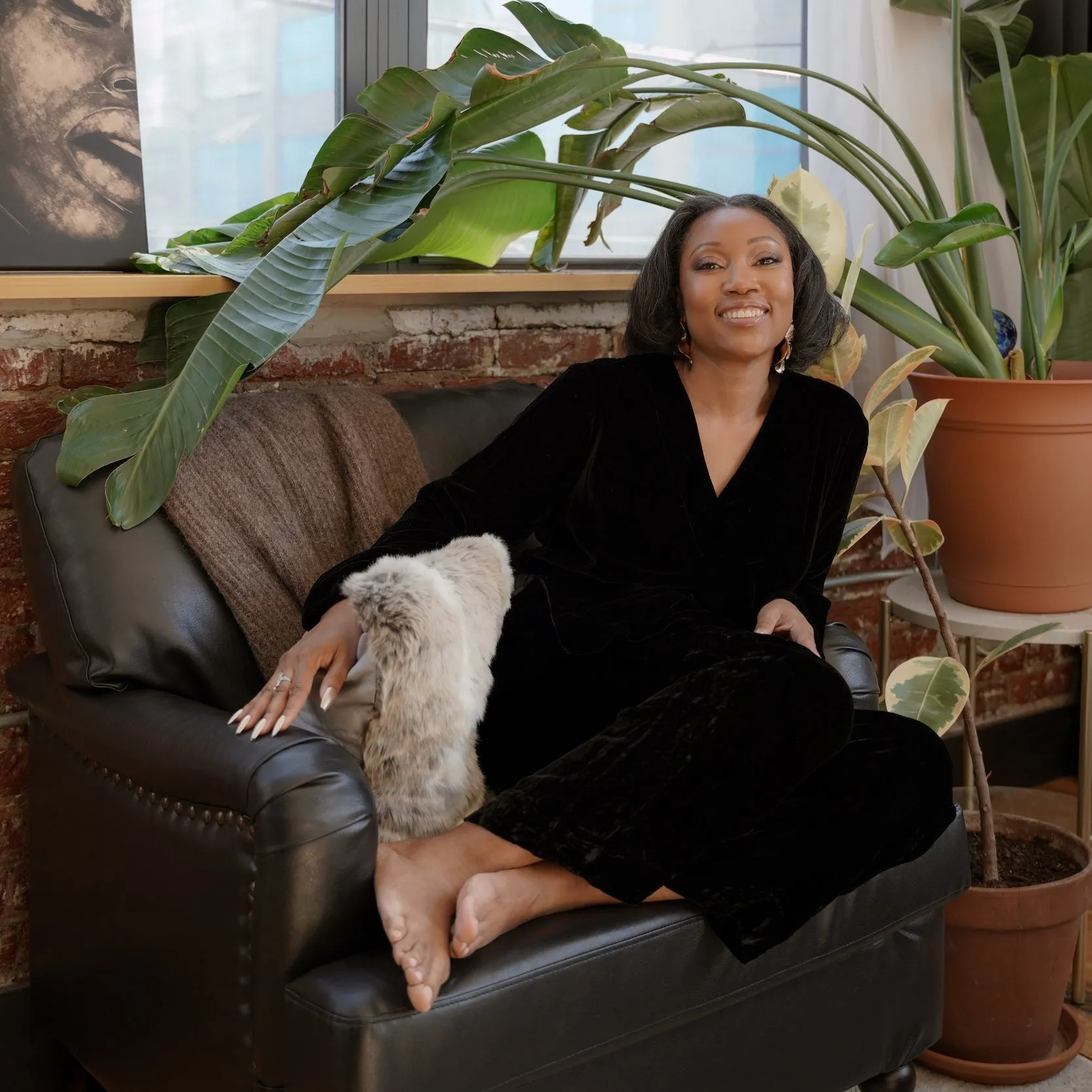 JOSEPHINE VELVET SHORT ROBE & TUXEDO PANT IN NOIRE - MADE TO ORDER