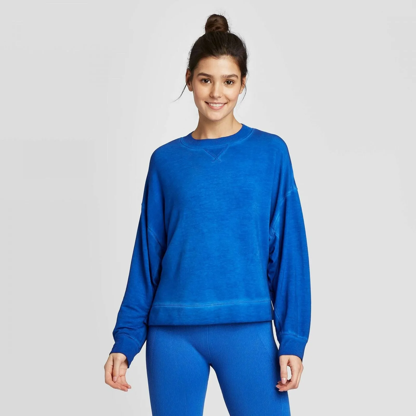 JoyLab Women's Cozy Long Sleeve Sweatshirt Blue Tattoo XXL