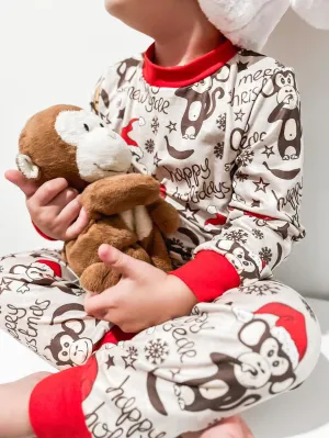 Kids 2 Pc Christmas Pajamas - Monkeys