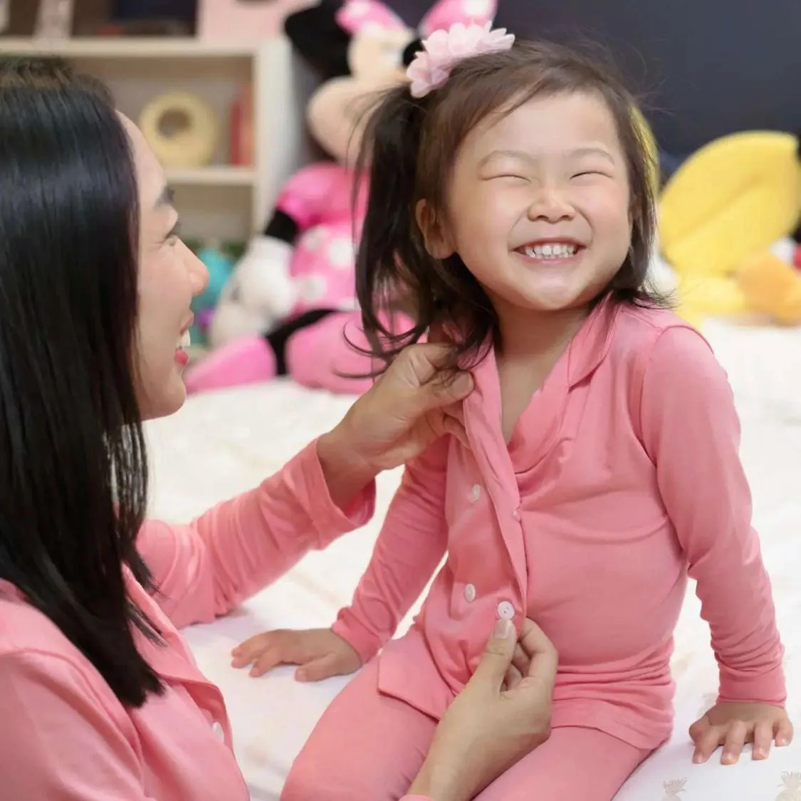 Kid's Blush Beauty Pink Double-Breasted Pajama Set