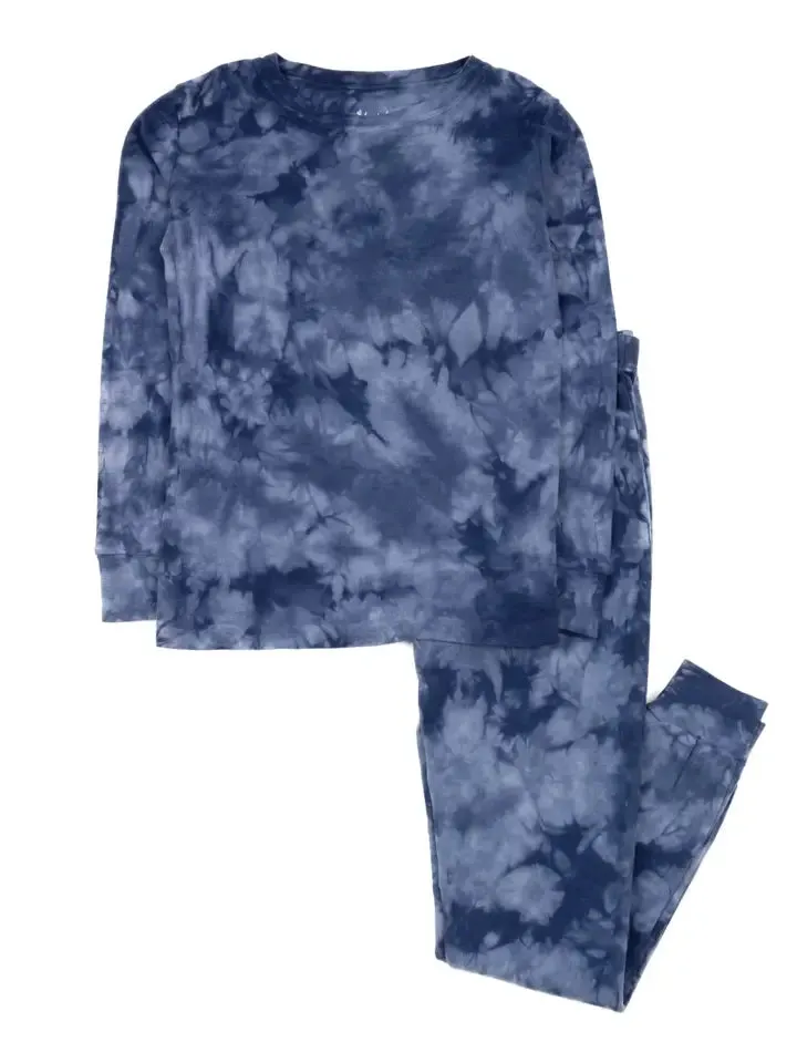 Kids Tie Dye Two Piece Cotton Pajamas   Embroidery