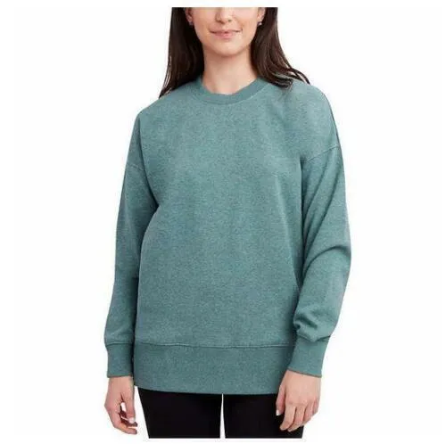 Kirkland Signature Women's Cozy Fleece Sweatshirt Side Slit Front Pockets
