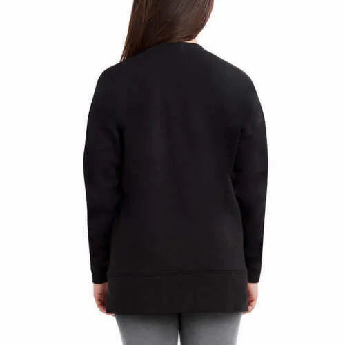 Kirkland Signature Women's Cozy Fleece Sweatshirt Side Slit Front Pockets