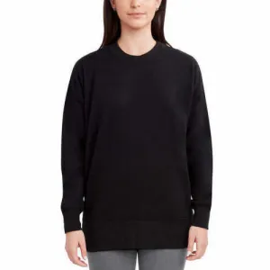 Kirkland Signature Women's Cozy Fleece Sweatshirt Side Slit Front Pockets