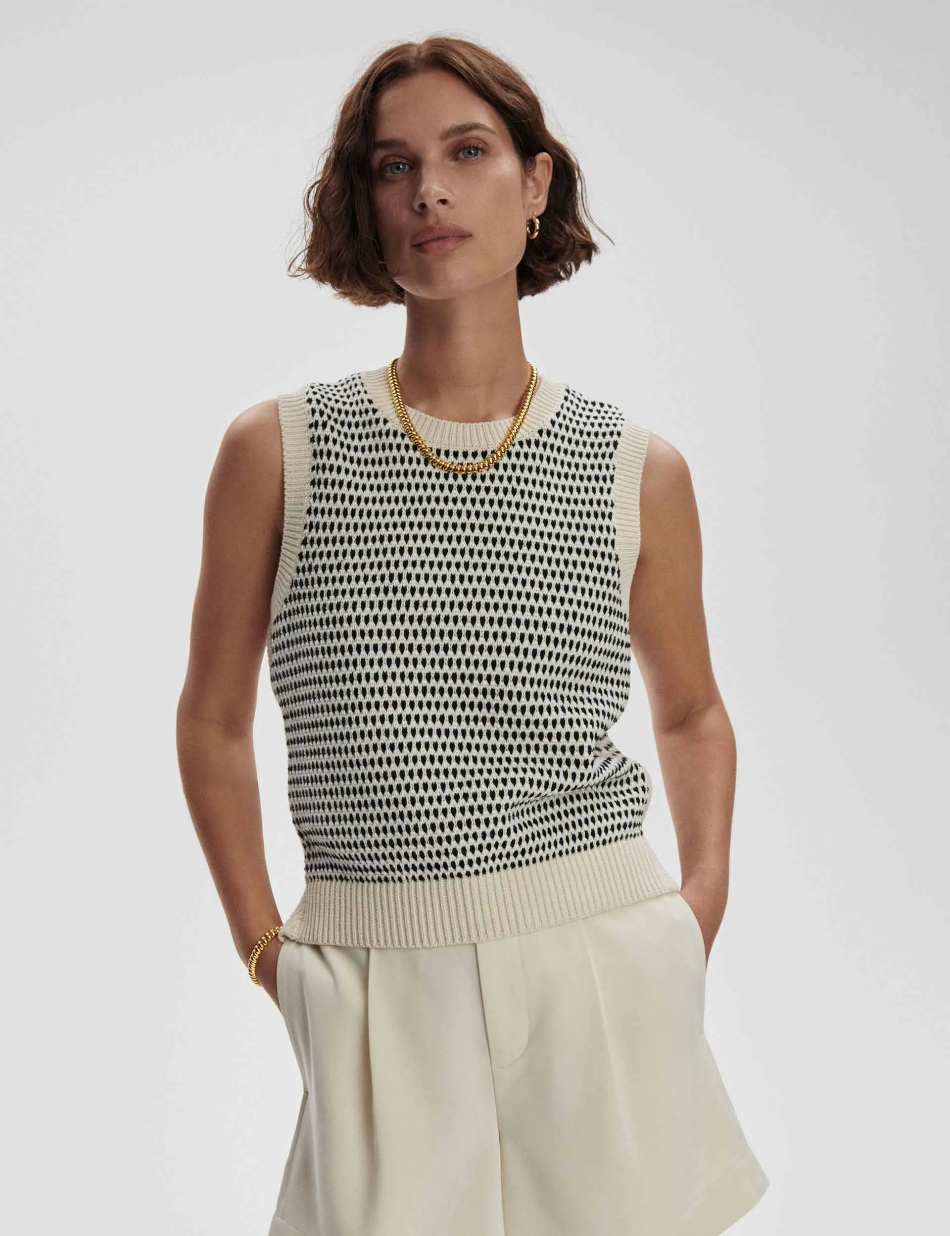 Knowles Textured Knit Vest - Birch