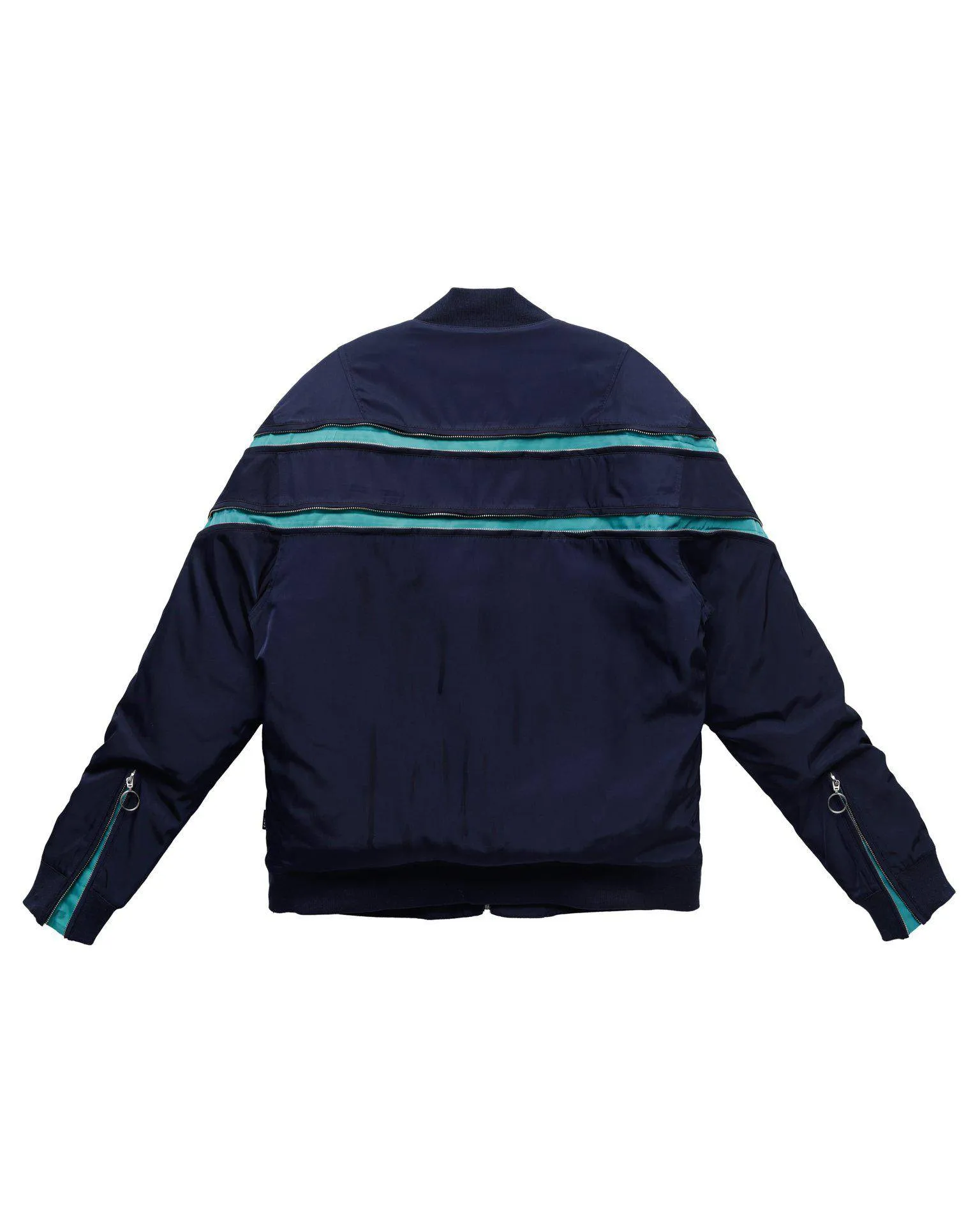 Konus Men's Bomber Jacket with Zipper Details in Navy