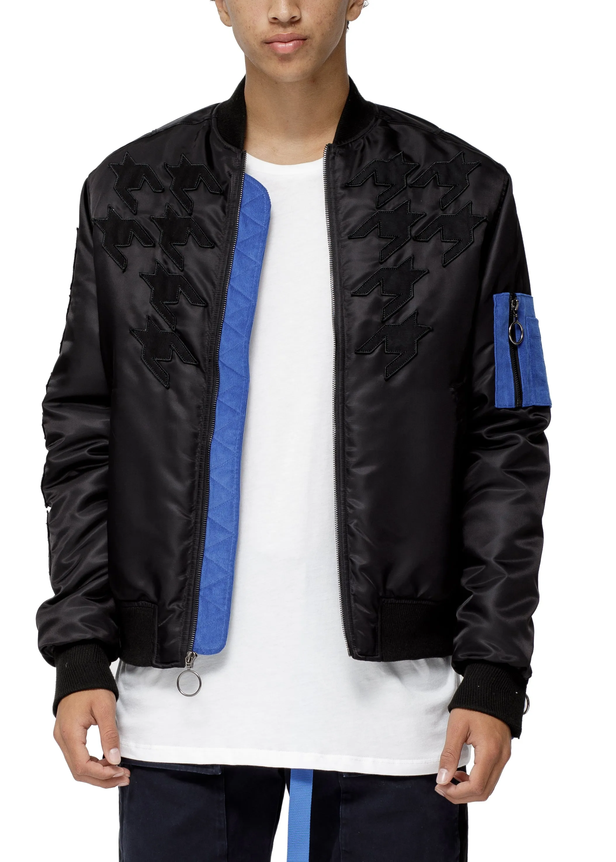 Konus Men's Ma-1  Houndstooth Bomber Jacket