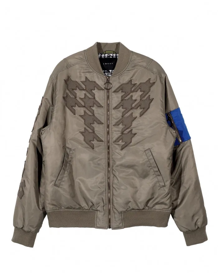 Konus Men's Ma-1  Houndstooth Bomber Jacket