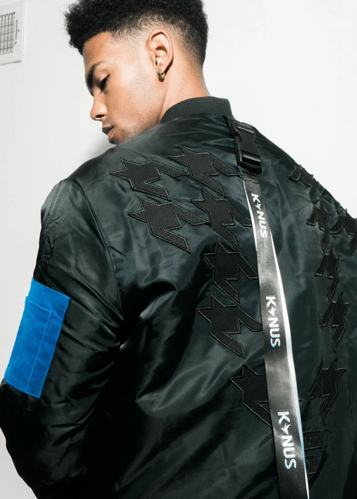 Konus Men's Ma-1  Houndstooth Bomber Jacket
