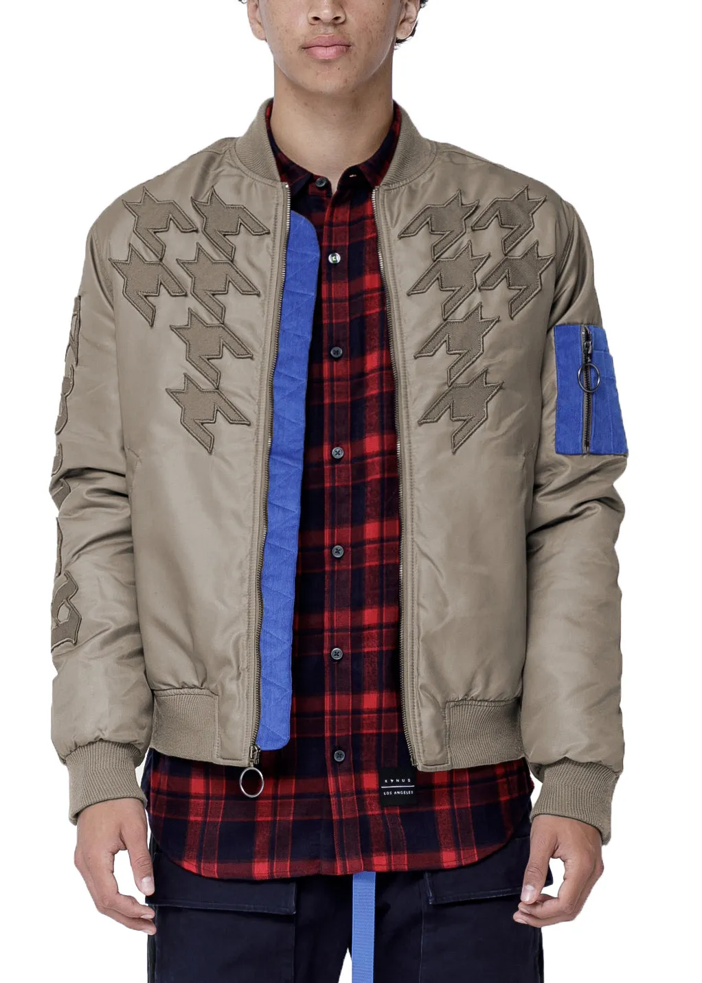 Konus Men's Ma-1  Houndstooth Bomber Jacket